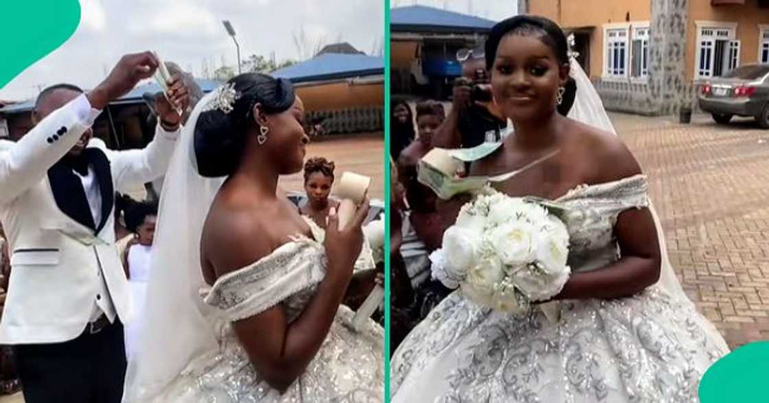 Groom brings out cash to splurge on bride after arriving late for wedding. Groom brings out cash to splurge on bride after arriving late for wedding.