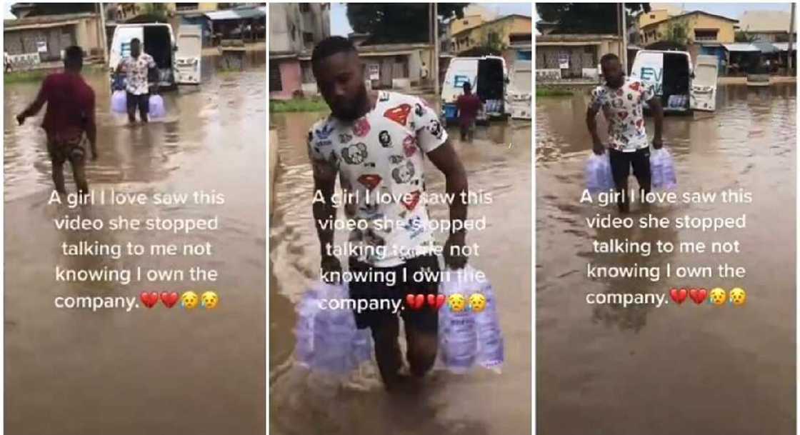 Photo of Nigerian man selling pure water.