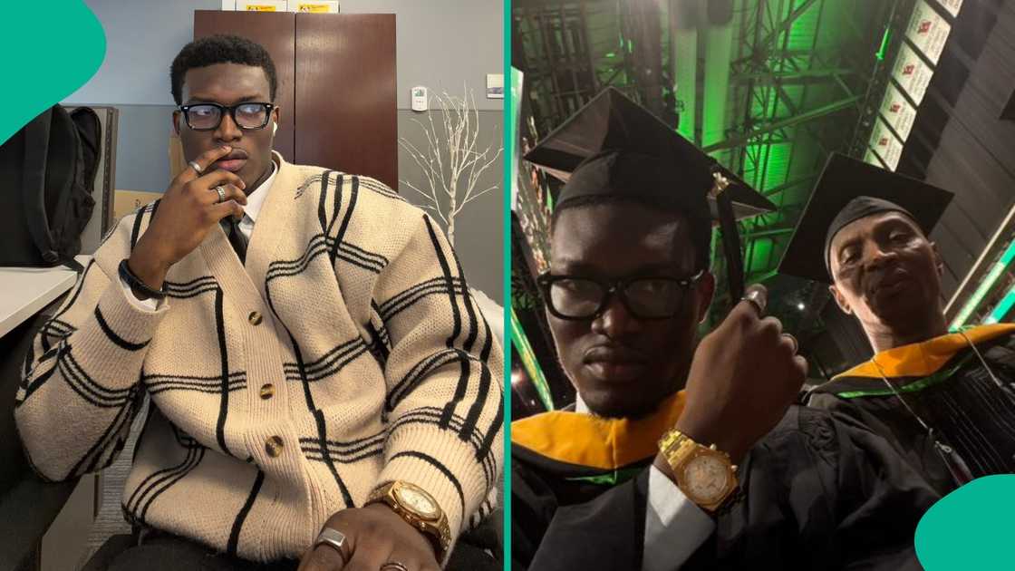 A Nigerian man and father both complete master's degree from the same programme and university abroad
