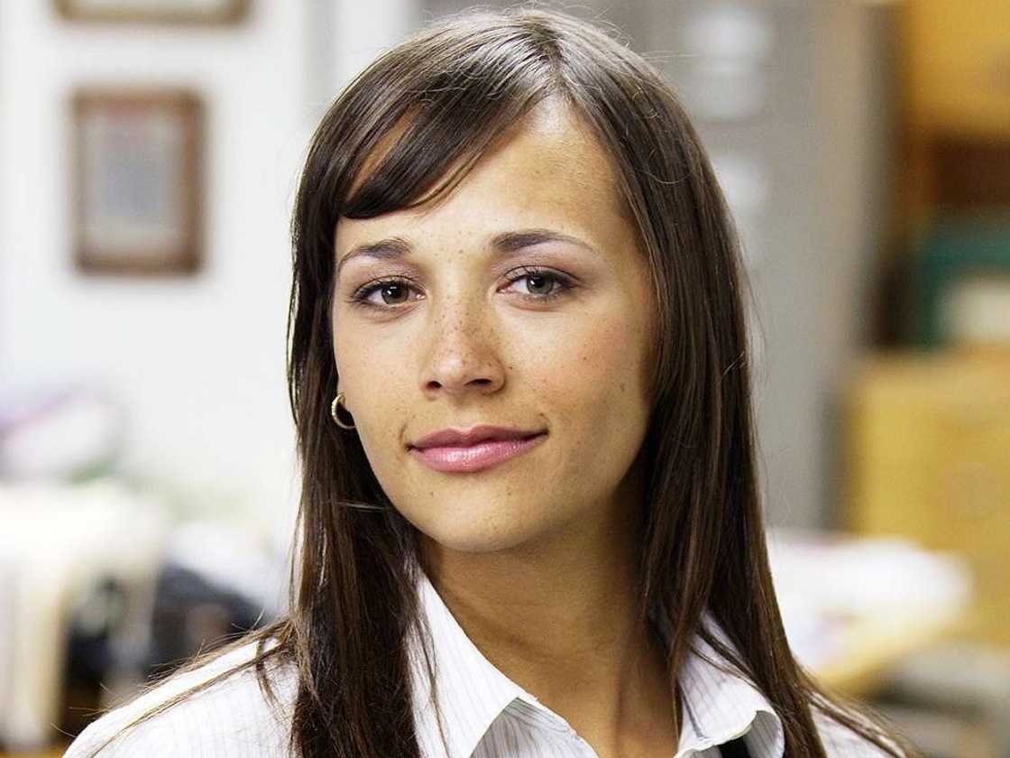 Rashida Jones poses in a scene still