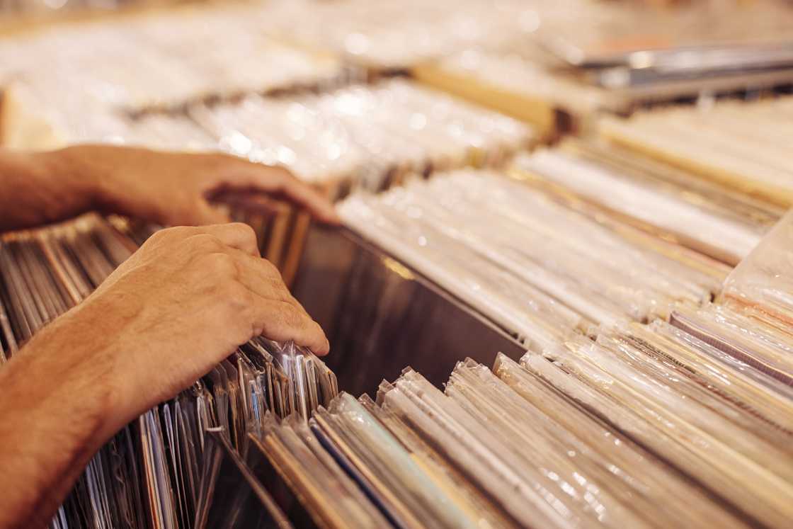 A woman browsing vinyl records