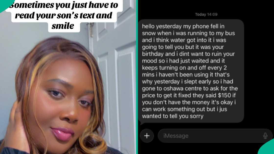 A single mum posts a message her son sent to her. A single mum posts a message her son sent to her.