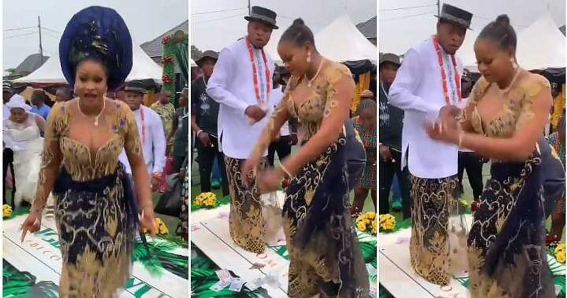 Bride removes gele and shoe, dances to buga