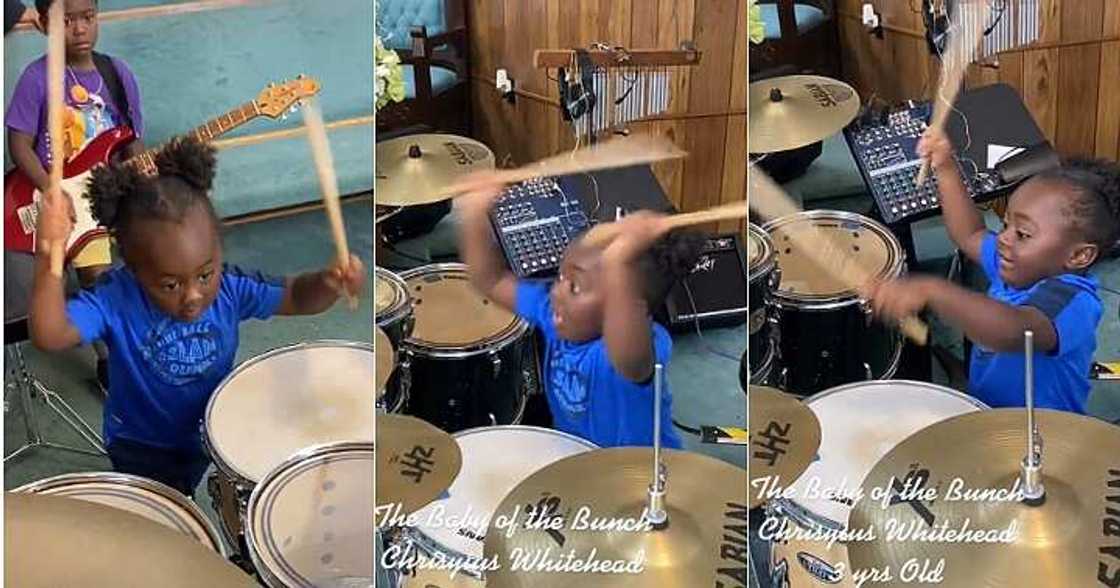Boy plays drums like pro, 3-year-old Boy plays drums like pro, 3-year-old