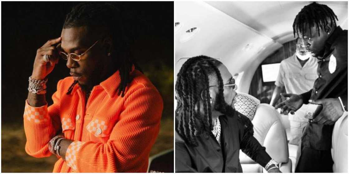 Davido did it first: Reactions as Burna Boy buys right-hand man expensive diamond chain as reward for loyalty