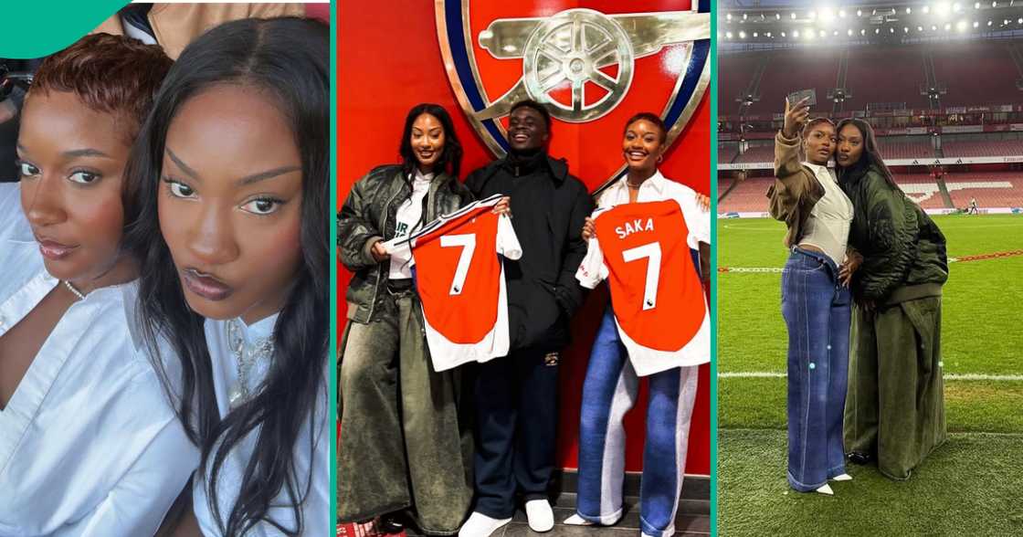 Tems and Ayra Starr at Emirates Stadium.