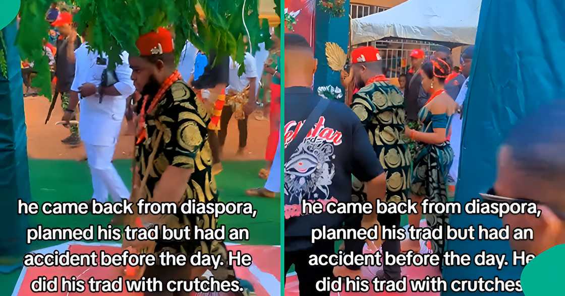 Groom attends his wedding with crutches after surviving accident Groom attends his wedding with crutches after surviving accident