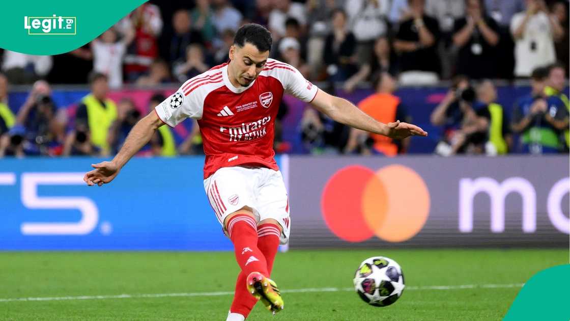 Gabriel Martinelli, Arsenal, UEFA, Champions League, Paris Saint-Germain, Puskas Arena, Budapest. Gabriel Martinelli, Arsenal, UEFA, Champions League, Paris Saint-Germain, Puskas Arena, Budapest.
