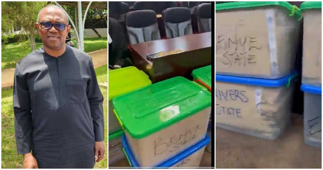 Obi with election boxes/ Obi in court/ Obi tenders evidence/ Election tribunal Obi with election boxes/ Obi in court/ Obi tenders evidence/ Election tribunal