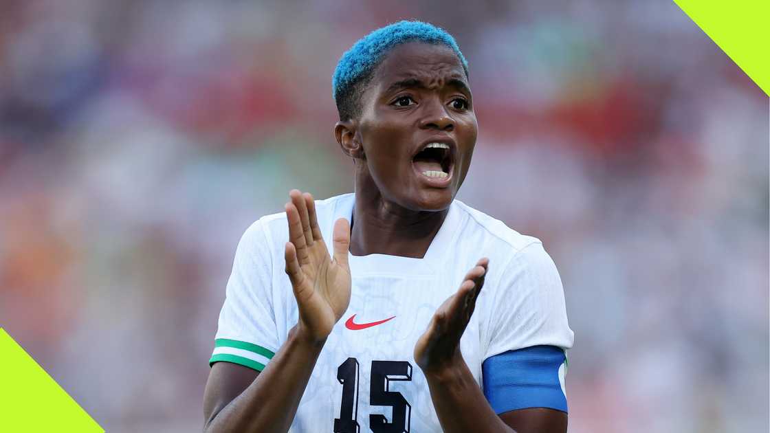 Rasheedat Ajibade, Super Falcons, Nigeria, Spain, Paris 2024 Olympics, Stade de la Beaujoire, France. Rasheedat Ajibade, Super Falcons, Nigeria, Spain, Paris 2024 Olympics, Stade de la Beaujoire, France.