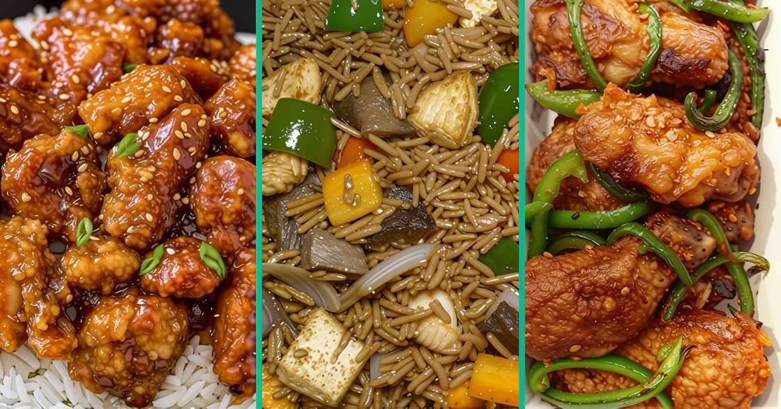 General Tso's Chicken, Fried Rice and Crusty wings General Tso's Chicken, Fried Rice and Crusty wings