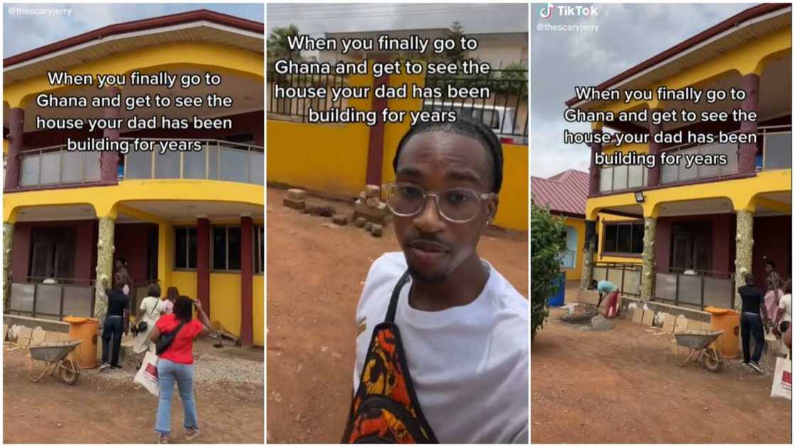 Immigrants' success story/son was happy to see dad's mansion. Immigrants' success story/son was happy to see dad's mansion.