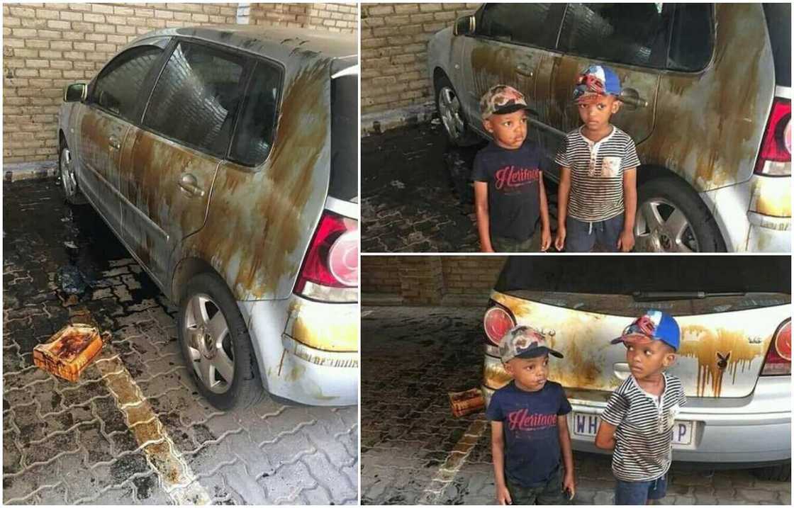 2 kids empty keg of oil over parent's car, generate reactions on Twitter 2 kids empty keg of oil over parent's car, generate reactions on Twitter