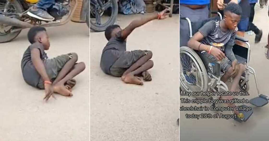 Man nabs disabled boy crawling on the road after getting wheelchair Man nabs disabled boy crawling on the road after getting wheelchair