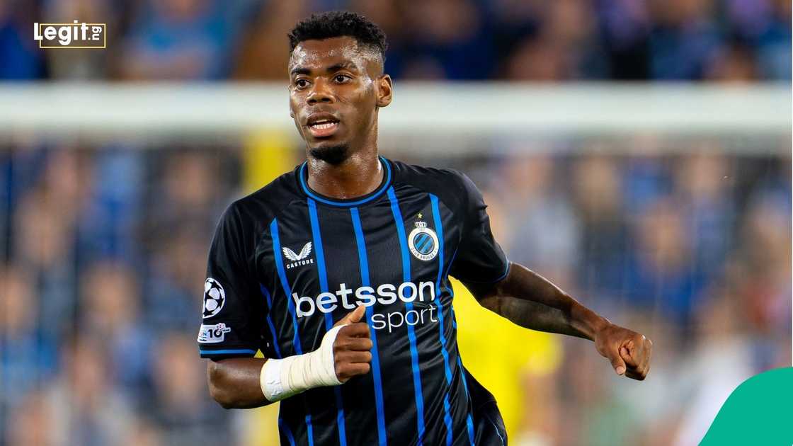 Raphael Onyedika, Club Brugge, UEFA Champions League, Rangers, Belgium. Raphael Onyedika, Club Brugge, UEFA Champions League, Rangers, Belgium.