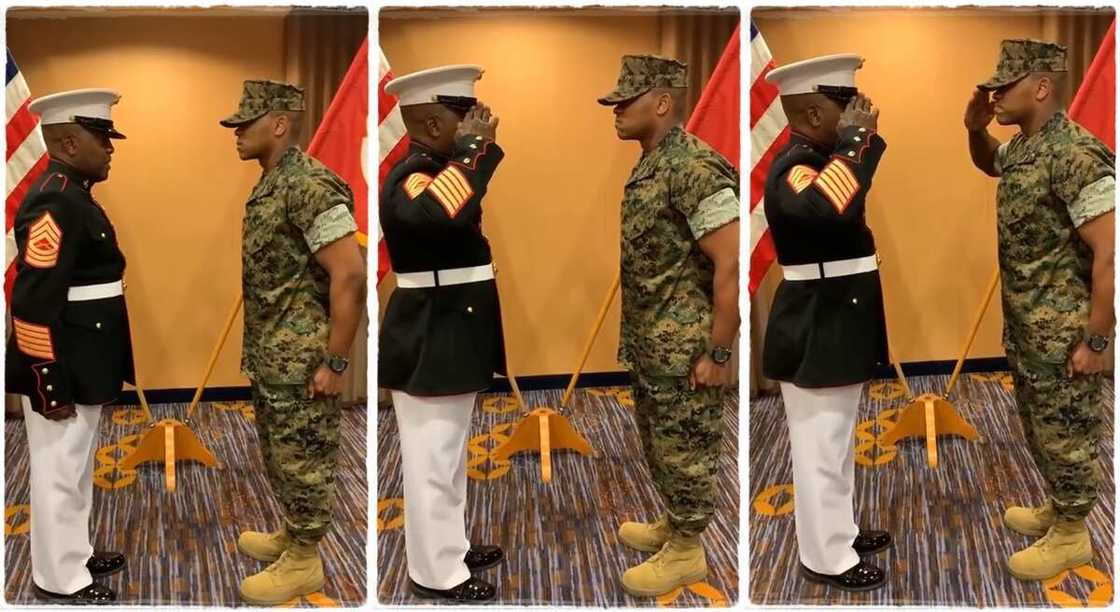 Man who is a soldier happy as his son joins the military. Man who is a soldier happy as his son joins the military.