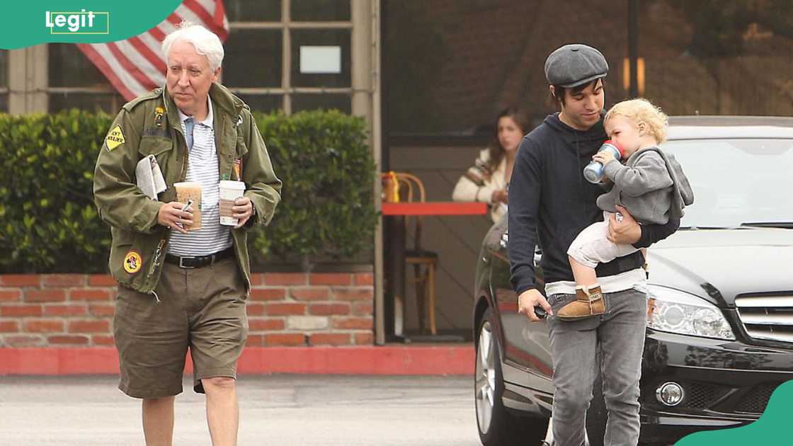 Pete Wentz, his son Bronx Mowgli Wentz, and his father Pete Wentz II at the Beverly Glen Market Revpix