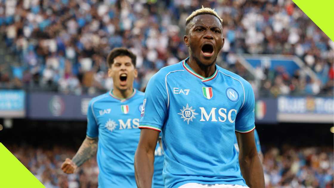 Victor Osimhen celebrates a goal with Napoli Victor Osimhen celebrates a goal with Napoli