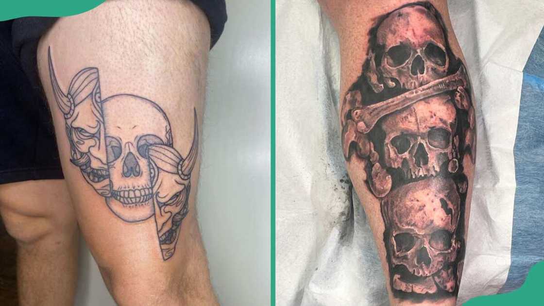 Crumbling skull tattoos