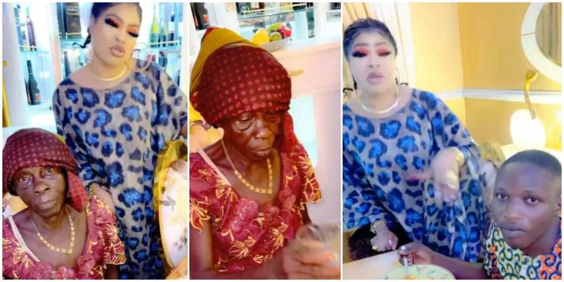 Bobrisky keeps his promise, flies less privileged granny and her grandson to his Lagos residence Bobrisky keeps his promise, flies less privileged granny and her grandson to his Lagos residence