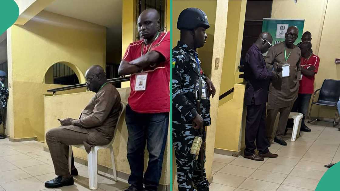Governor Godwin Obaseki was bundled out of INEC office during Edo governorship election results collation in Benin Governor Godwin Obaseki was bundled out of INEC office during Edo governorship election results collation in Benin
