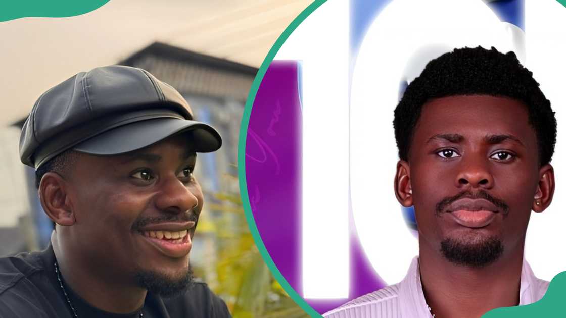 Victory BBNaija wearing a cap outdoors and poses for a photo Victory BBNaija wearing a cap outdoors and poses for a photo