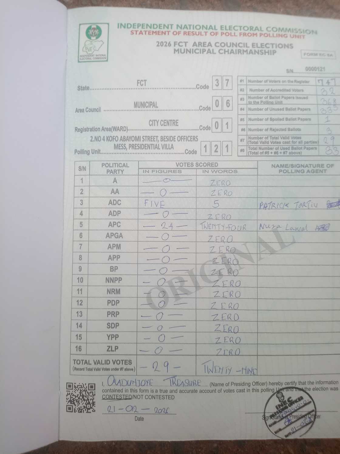 INEC shows polling unit winner