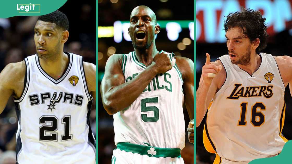Tim Duncan (L), Kevin Garnett(C), Pau Gasol (R) Tim Duncan (L), Kevin Garnett(C), Pau Gasol (R)