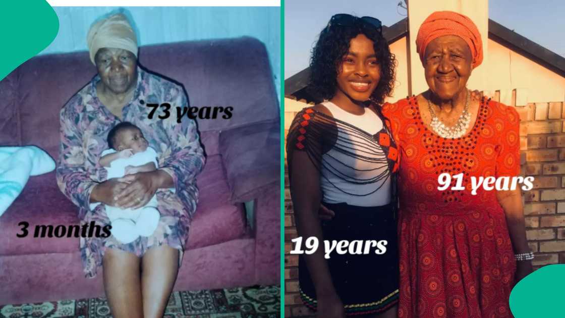 Lady shows off her grandmother.