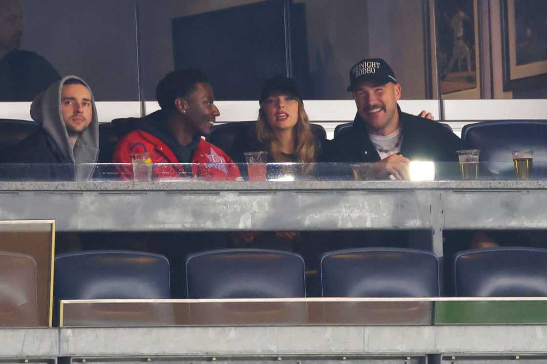 Mike, Jerrod Carmichael, Taylor Swift and Travis Kelce in New York City. Mike, Jerrod Carmichael, Taylor Swift and Travis Kelce in New York City.