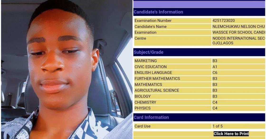 Nigerian boy shows off WAEC result Nigerian boy shows off WAEC result