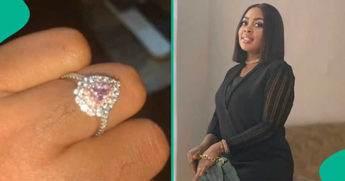 Lady rejoices after getting engaged to a man she met just five months ago. Lady rejoices after getting engaged to a man she met just five months ago.