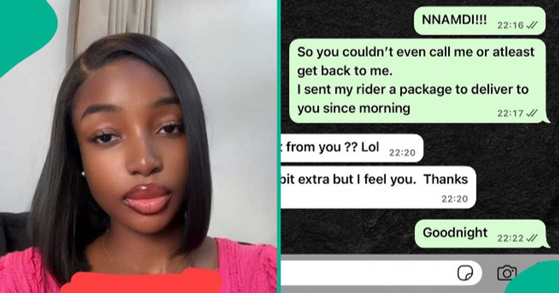 Lady cries out after sending gifts to man on International Men's Day.