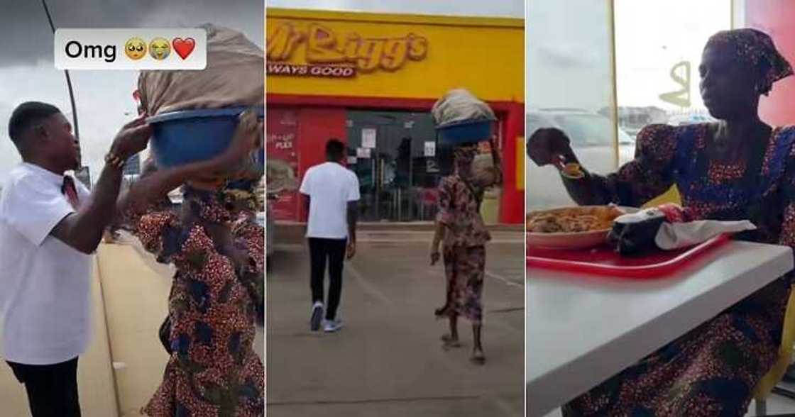 Man buys food for roadside hawker