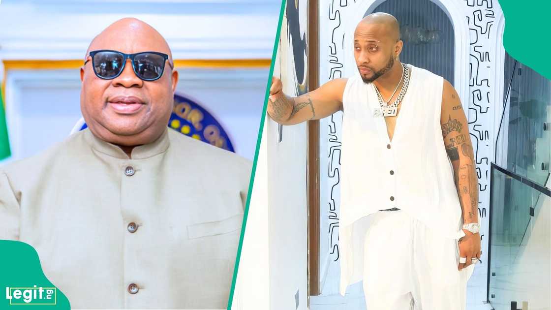 Osun Governor Ademola Adeleke displays his musical side alongside son B-Red after securing a second term Osun Governor Ademola Adeleke displays his musical side alongside son B-Red after securing a second term