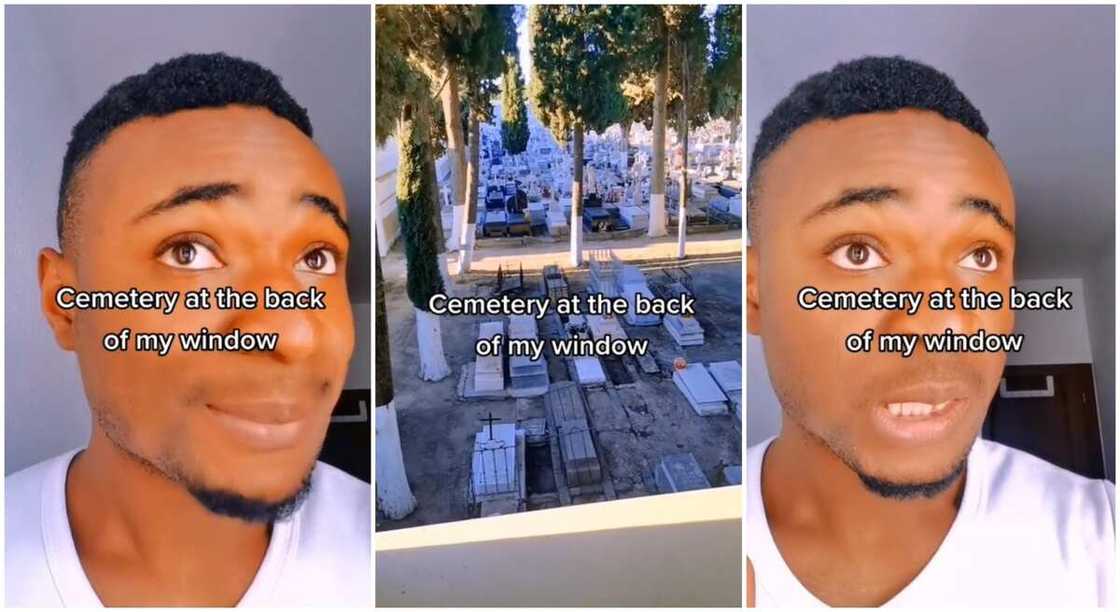 Photo of Nigerian man who lives close to a cemetery abroad. Photo of Nigerian man who lives close to a cemetery abroad.