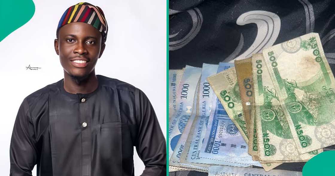 Man displays unusual write-up on N1,000 note. Man displays unusual write-up on N1,000 note.