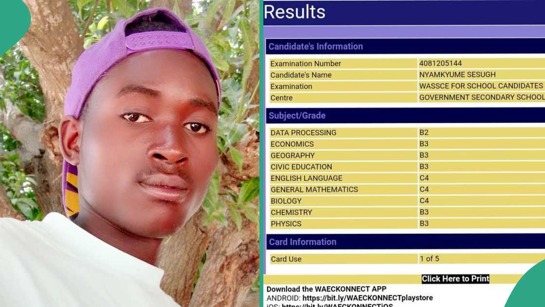 Boy posts his WAEC result, thanks his school for making it possible