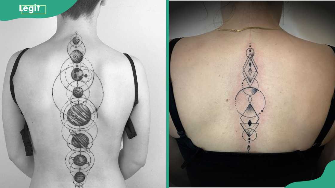 Geometric spine tattoo