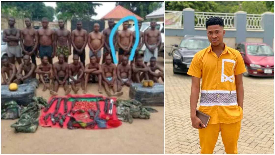 Man paraded as criminal with guns Man paraded as criminal with guns