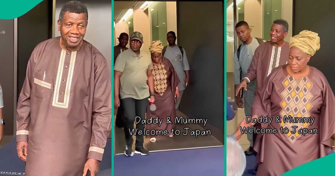 Video shows moment Pastor Adeboye, his wife and youngest son arrive in Japan, many react Video shows moment Pastor Adeboye, his wife and youngest son arrive in Japan, many react