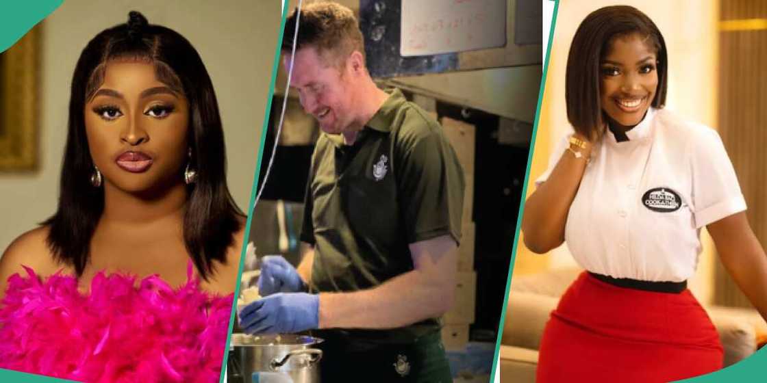 Actress Etinosa, Hilda Baci and Irish chef Alan Fisher Actress Etinosa, Hilda Baci and Irish chef Alan Fisher