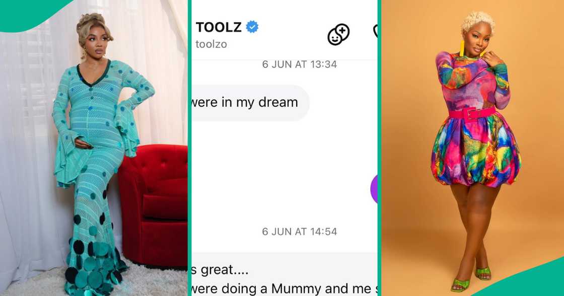 Toke Makinwa shares Toolz's dream about her. Toke Makinwa shares Toolz's dream about her.