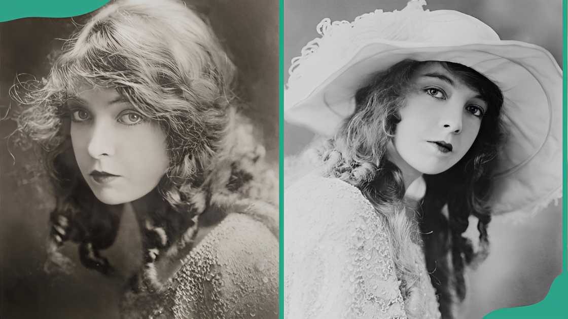 Actress Lillian Gish displaying 1920s long curls and ringlets Actress Lillian Gish displaying 1920s long curls and ringlets