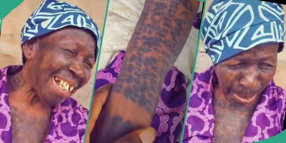 Man shows off grandmother covered in tattoos