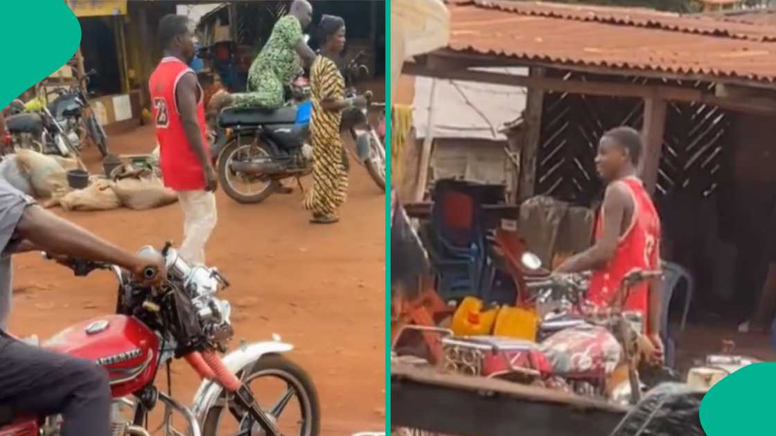 Lady discovers many people wearing same red jersey she wore to market. Lady discovers many people wearing same red jersey she wore to market.