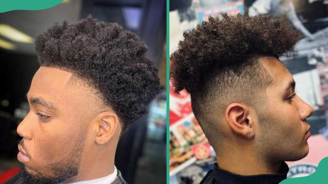 High burst fade with afro