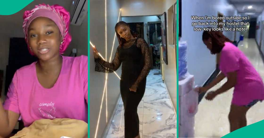 Female student of Nile University shows off interior of her hostel that looks like hotel, video trends Female student of Nile University shows off interior of her hostel that looks like hotel, video trends