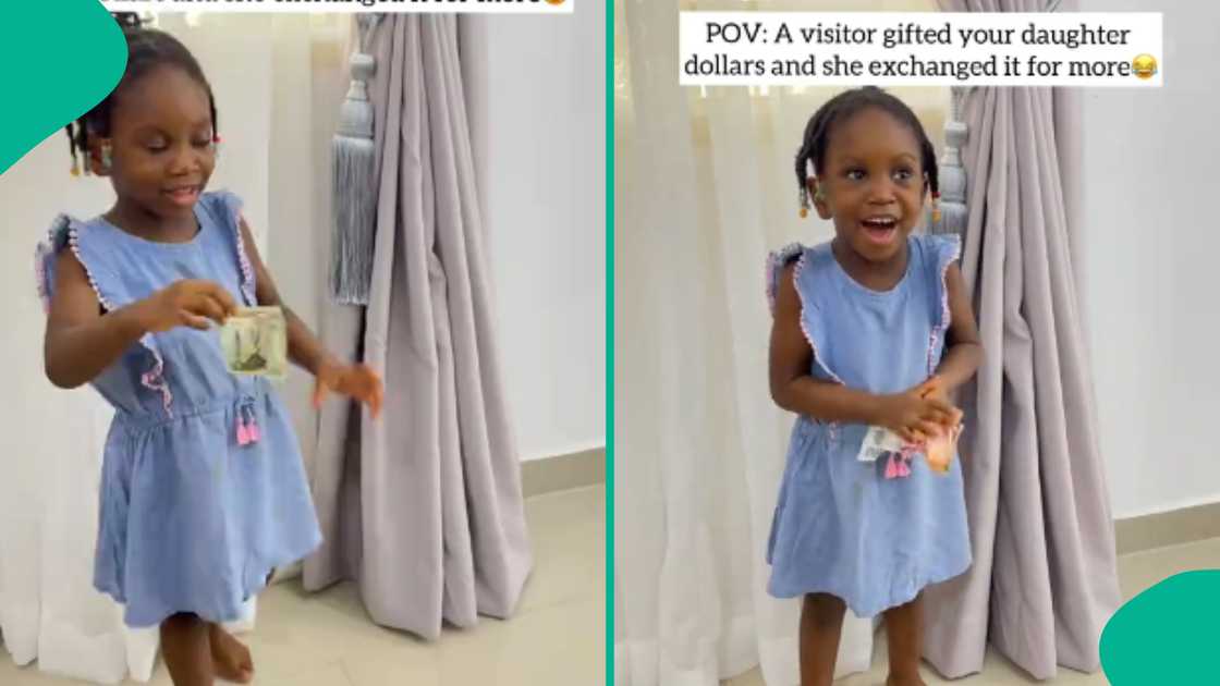 Nigerian mother tricks daughter into giving $20 gift from visitor, exchanges for N310; video goes viral on TikTok, sparks reactions about child’s financial mistake.