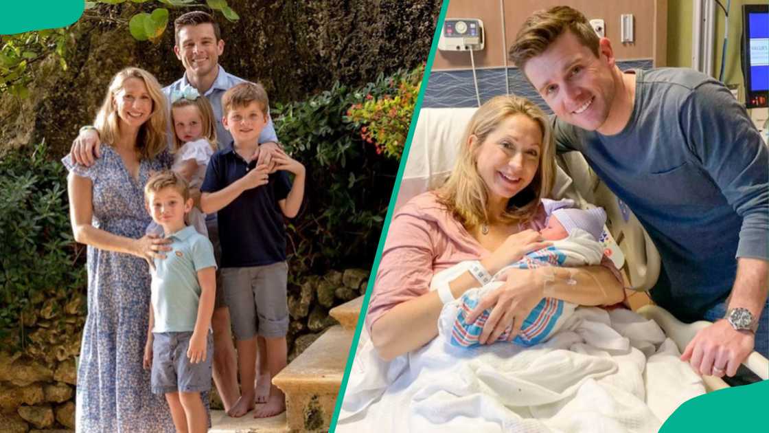 Phil Mattingly poses for photos with his wife and kids